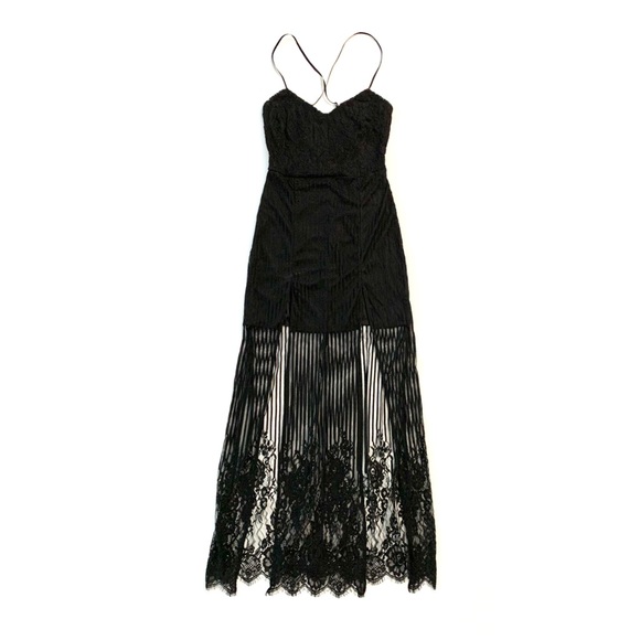 Black Lace Double High Slit Bodycon Maxi Dress - Picture 3 of 14